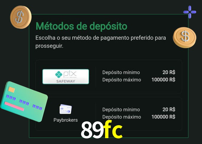 O cassino 89fc oferece uma grande variedade de métodos de pagamento